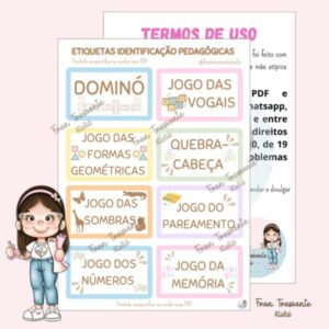 Etiquetas de identificação pedagógicas